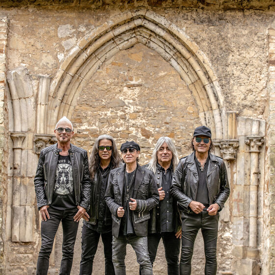 Die aus Hannover stammende Rockband Scorpions mit Frontmann Klaus Meine in der Mitte