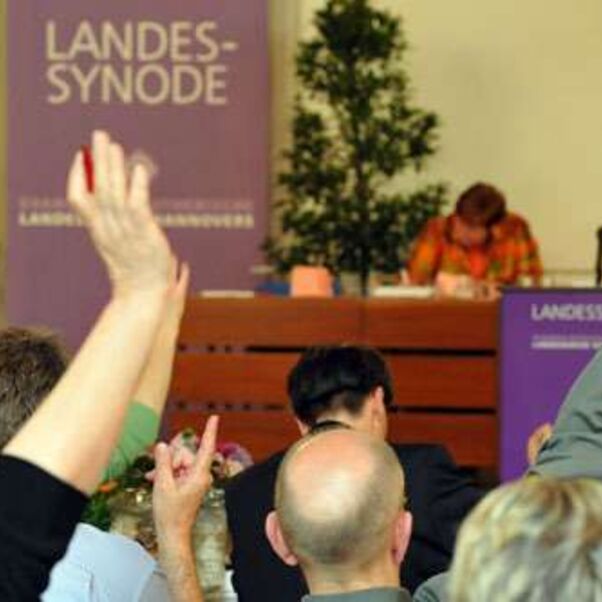 Eine typische synodale Handbewegung: Abstimmungen per Handzeichen